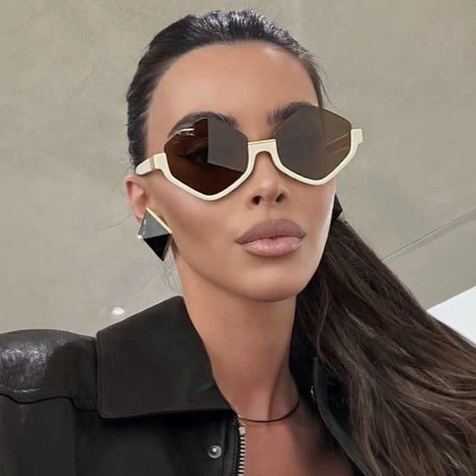 Diamond Half-Frame Polygonal Personalized Sunglasses