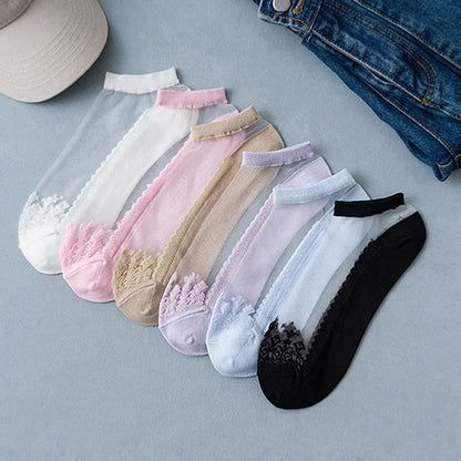 5Pairs Slippers Cotton Invisible Socks