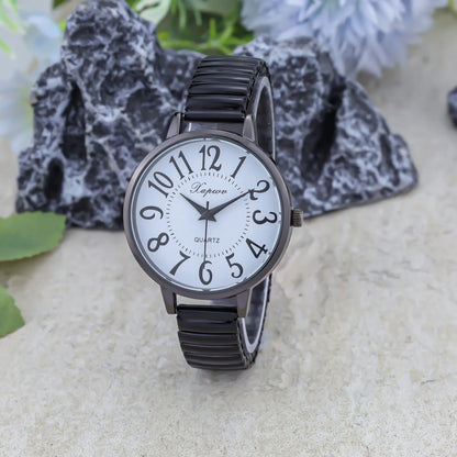 Casual Quartz Arabic Large Number Elastic Watch