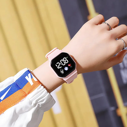 2Pcs/set Kids Sports LED Digital Spaceman Silicone Strap Electronic Wristwatch