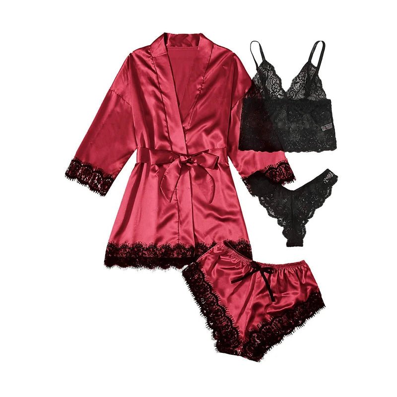 Faux Silk Satin Pajama Set