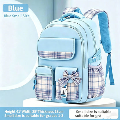 School Students Girls Checkered Backpack Large Capacity Bags