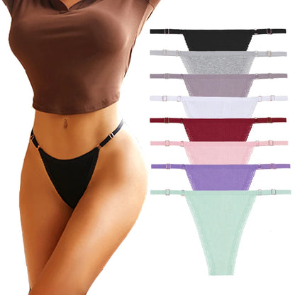 4Pc G-String Cotton Lace Thongs Lingerie Low Rise Straps Hipster