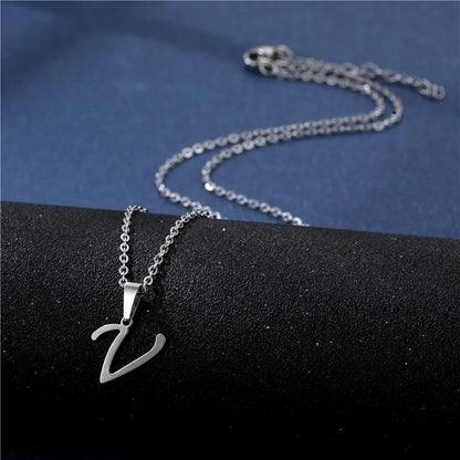 Letter Stainless Steel Letter Glossy Choker Necklaces