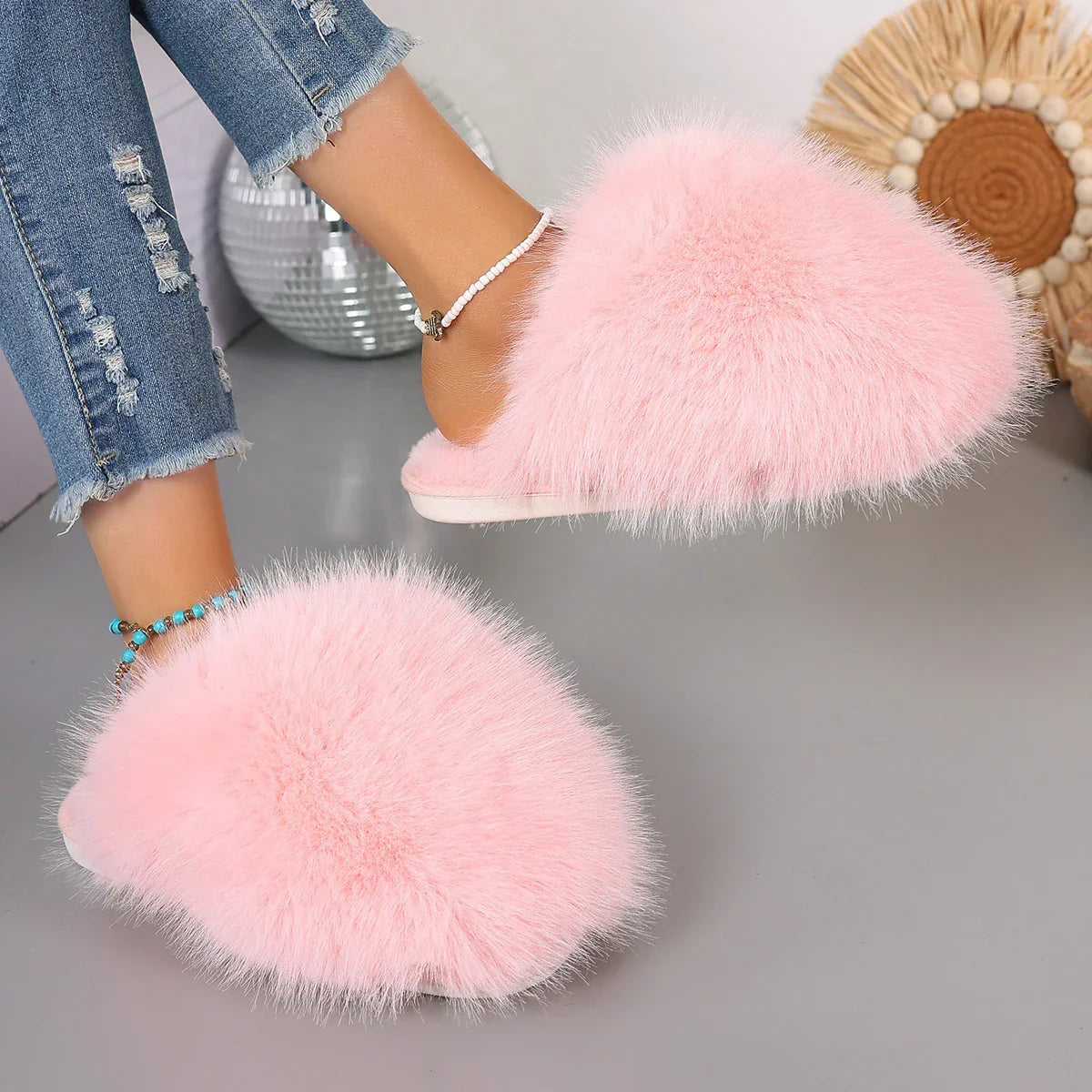 Fur Fluffy Cute Luxury Anti Slip Slippers