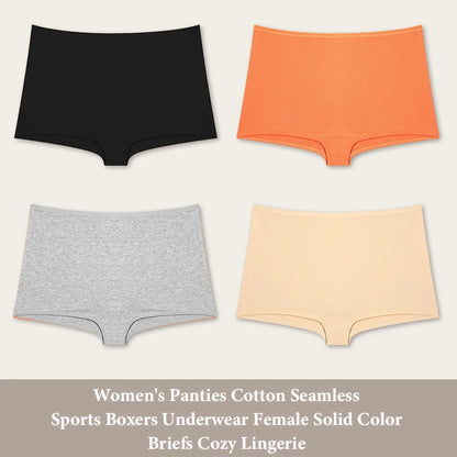 4PCS Cotton Seamless Sports Boxers Underwear  Briefs Cozy Lingerie XS-XL