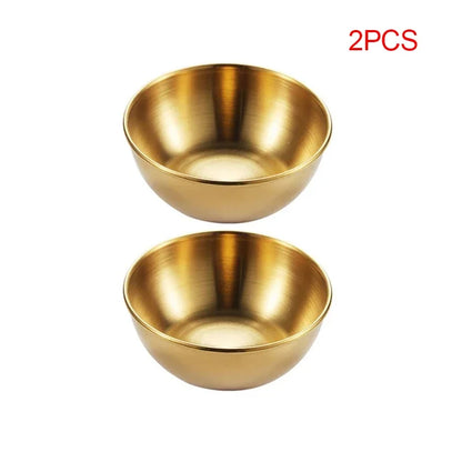 4pcs 2pcs Stainless Steel Golden Sauce Dishes Appetizer