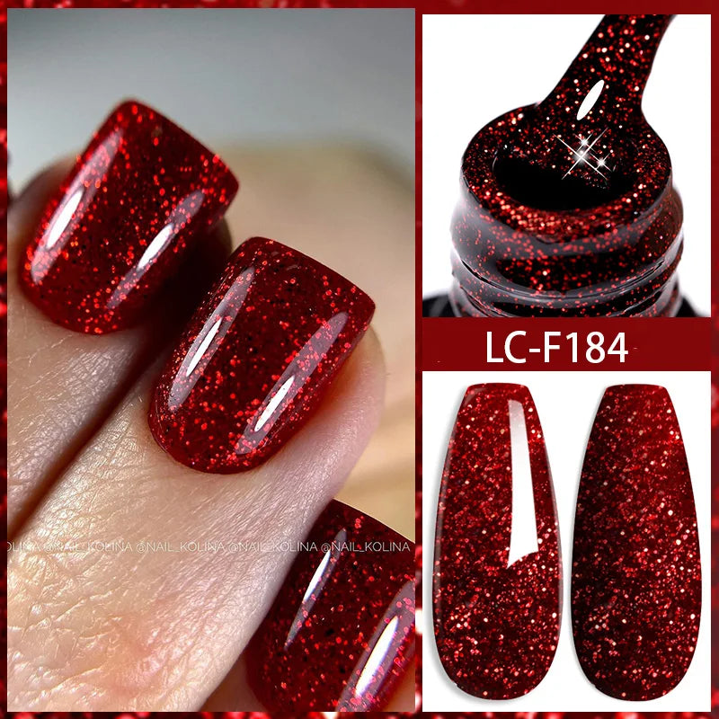 Pink Glitter Nail Gel Polish