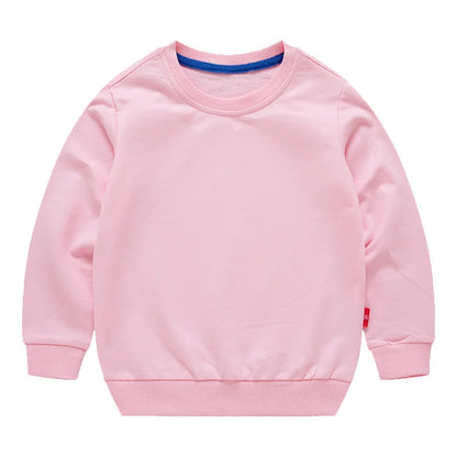 Spring Cotton Plain Hoodies Tops 3-10 Years Long Sleeve T-shirt