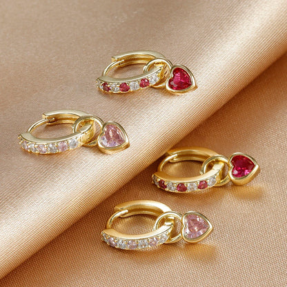 Heart Crystal Zirconia Drop Earrings