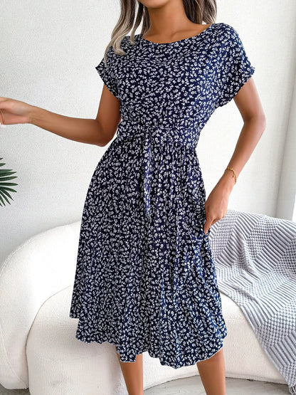 Short Sleeve High Waist Dress