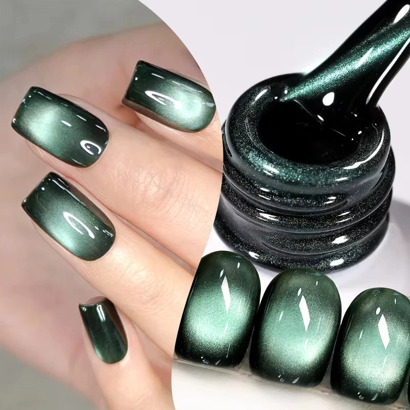 10ml Green Emerald Cat Magnetic Gel Eye Gel Polish Glass Bead Soak Off