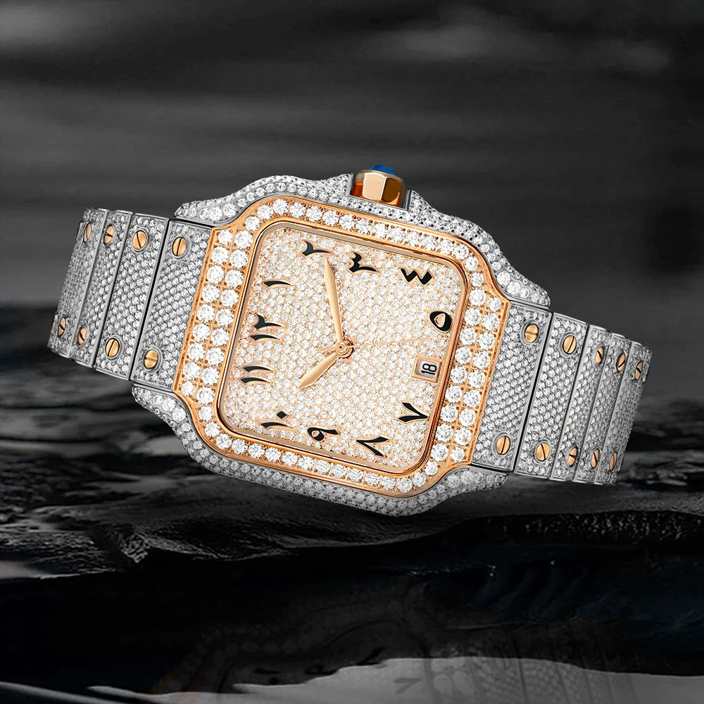 Luxury Gold Hip Hop Iced Out Automatic Diamond Watch