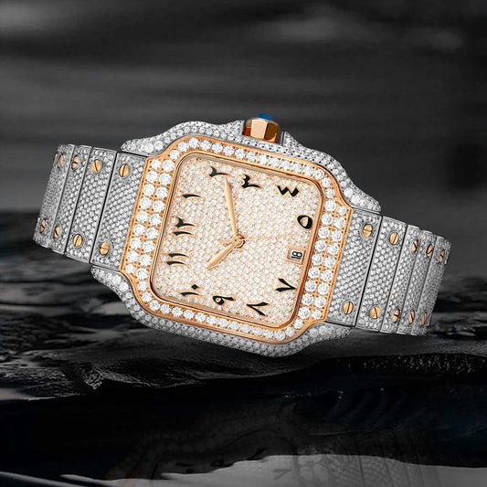 Luxury Gold Hip Hop Iced Out Automatic Diamond Watch