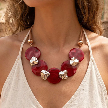 Bohemian Statement Acrylic Circular Pendants Necklace