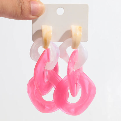 Acrylic Geometric Leopard Print Circle Earring