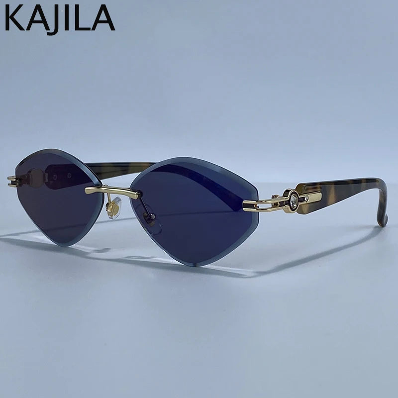 Small Frame Hexagon Rimless Sunglasses