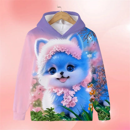 Cat Hoodie Cartoon Spring Autumn Casual Cartoon Print Sweaters