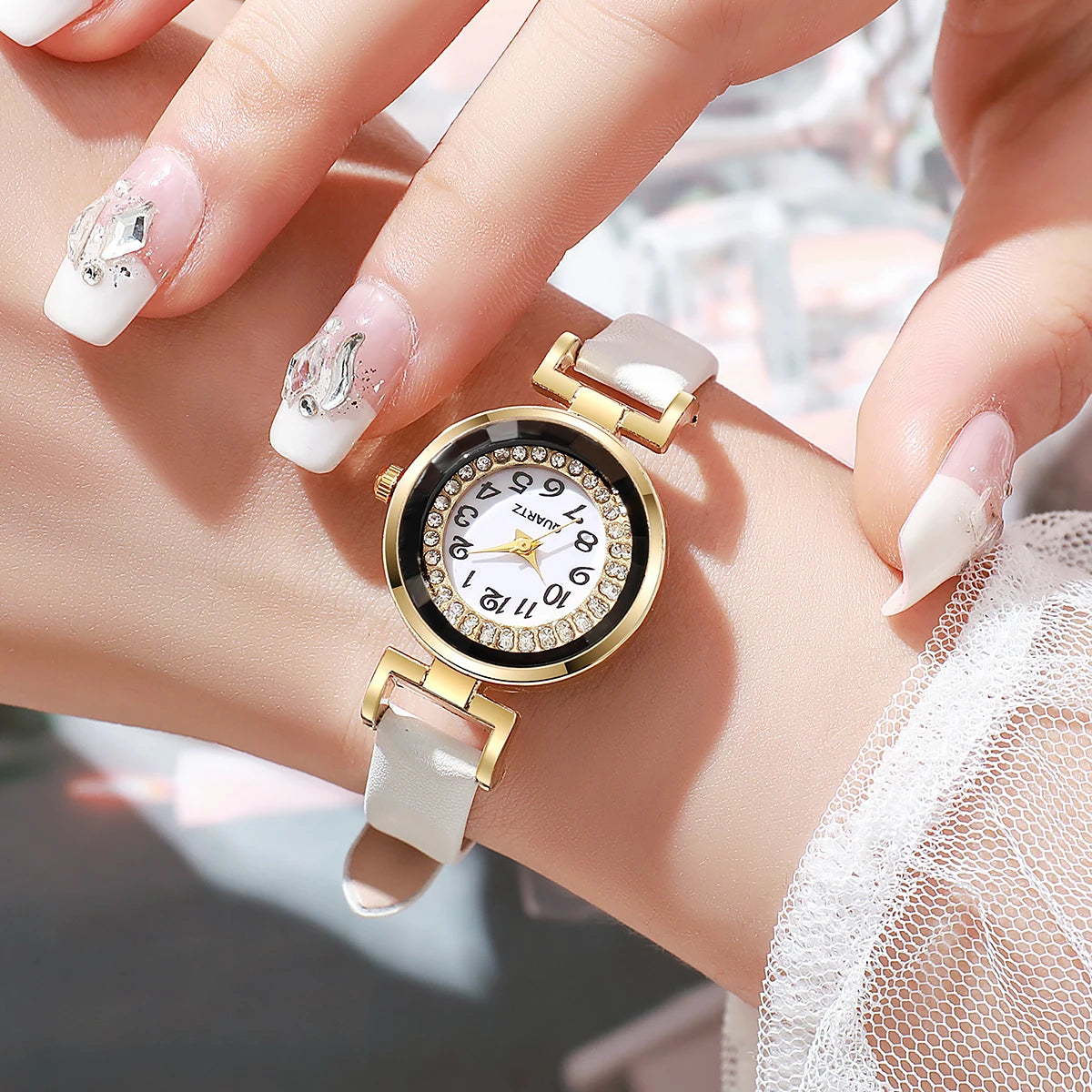 Small Arabic Casual Leather Strap Watch