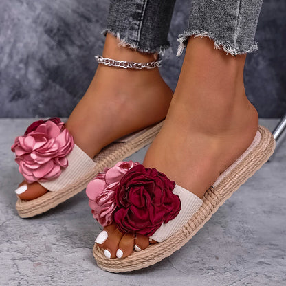 Large Flower Lightweight Non-Slip Flat Slippers