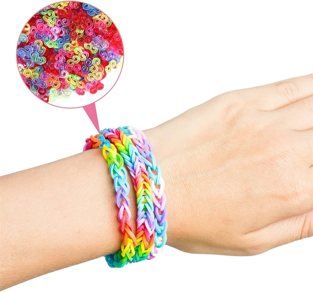 600pcs Elastic Colorful Rubber Loom Wristbands Weaving DIY Craft