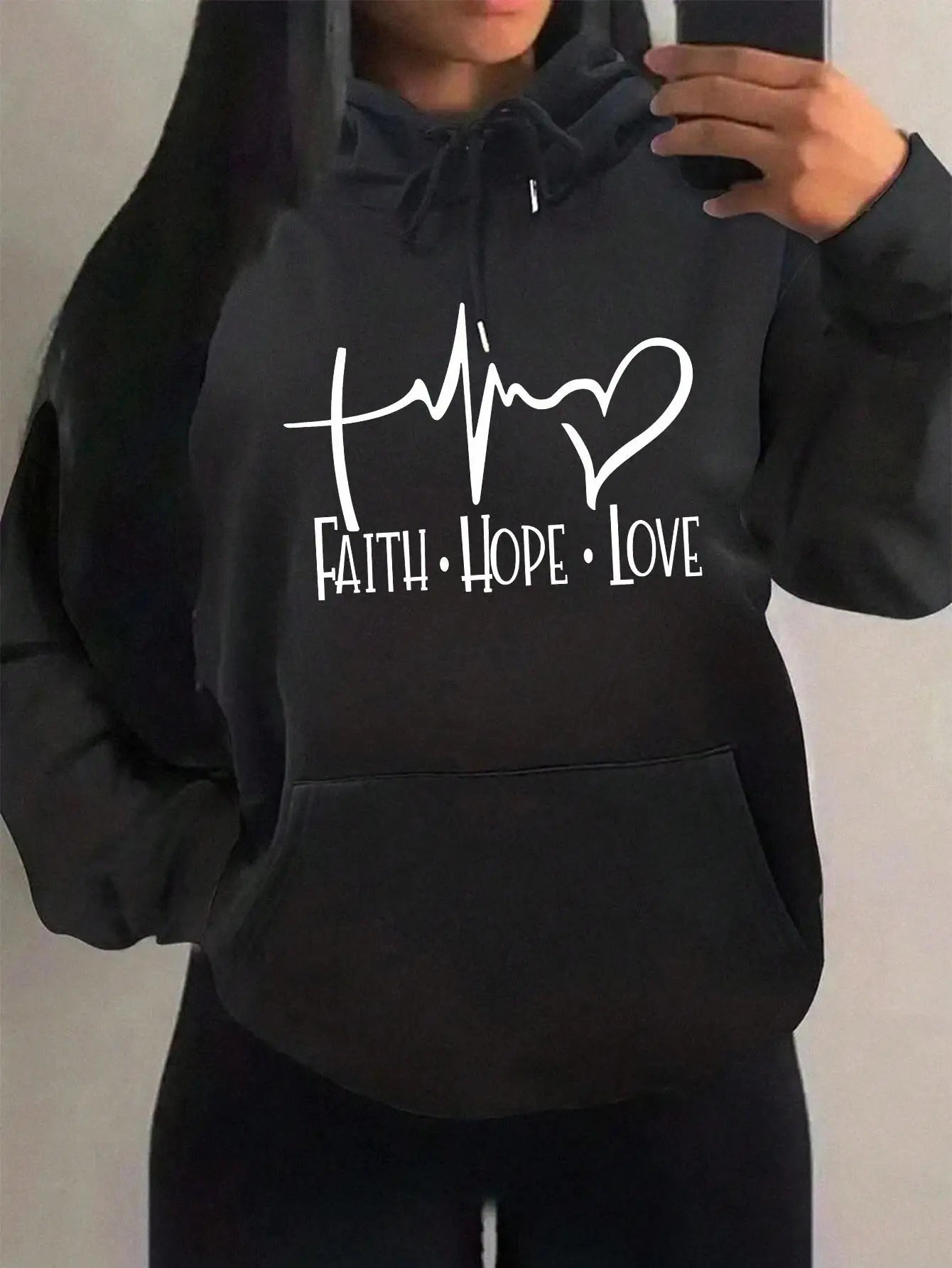 Faith Hope Love Letter Graphic Fleece Pullover
