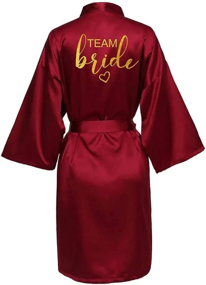 Bride Robe Kimono Satin Pajamas Bridesmaid Bathrobe