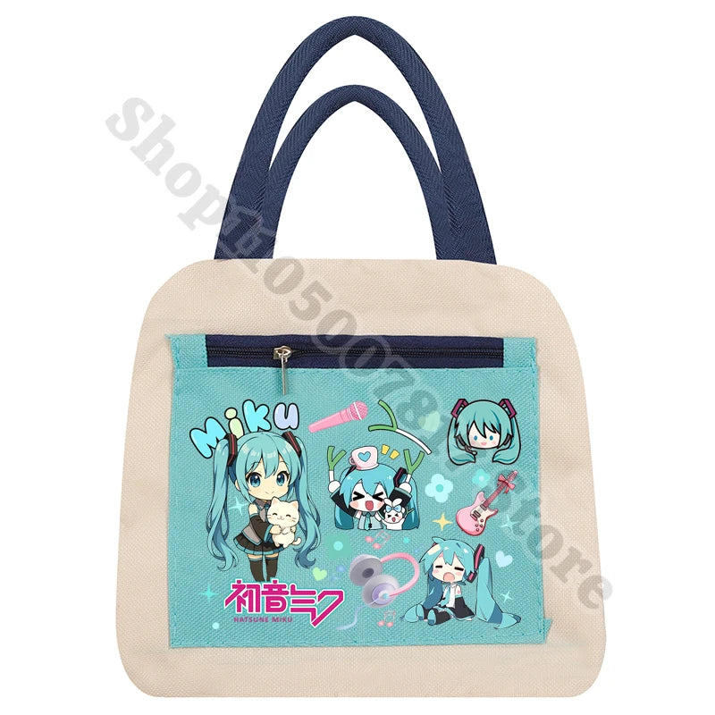 Girl Cartoon Printed Lunch Tote Casual Storage