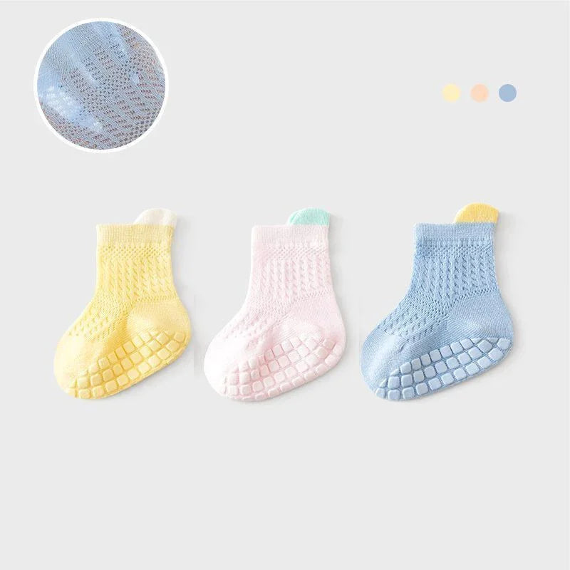 3pairs/lot 6 Colored Of Net Eye Non-slip Cotton Socks