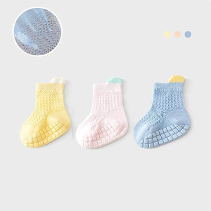 3pairs/lot 6 Colored Of Net Eye Non-slip Cotton Socks