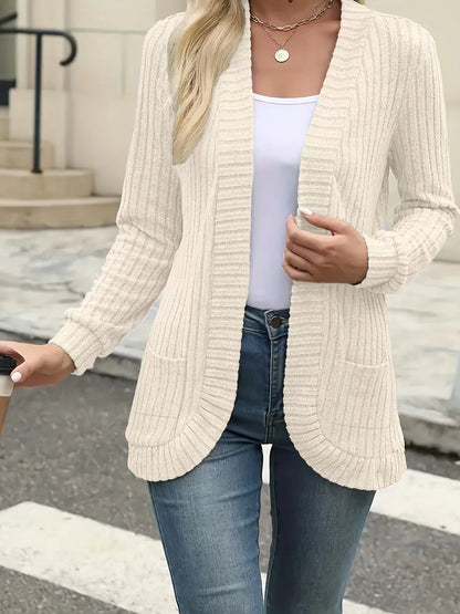 Stripe brushed cardigan jacket