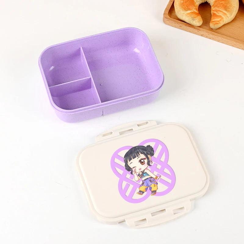 KPOP Demon Hunters Lunch Box Cute Mira Zoey Jinu Portable Plastic Bento Box