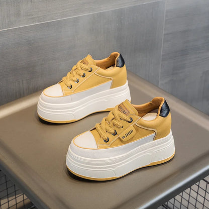 Genuine Leather High Heels Casual Sneakers