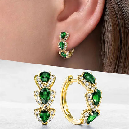 925 Sterling Silver Blue Cubic Zirconia Hoop Earrings