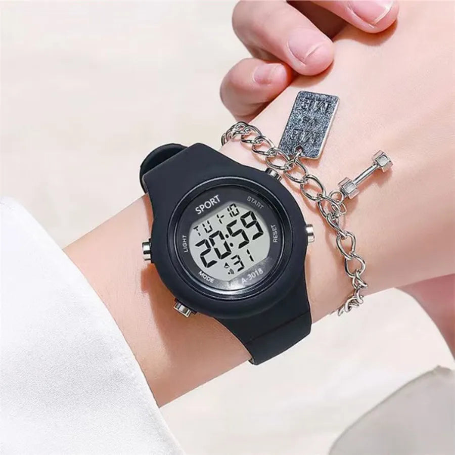 Cat-Ear Kids Watch with Bracelet Waterproof Digital Watch LED Wristwatch