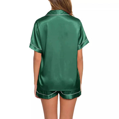 Silk Sleepwear Solid Pyjama Set