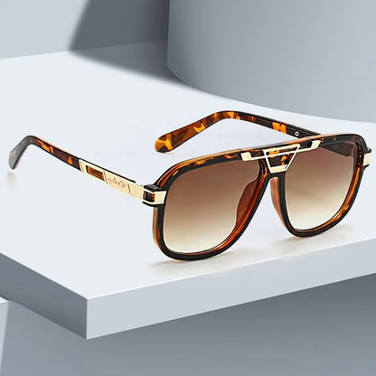 Large Frame Gradient Color Metal Decorative Sunglasses