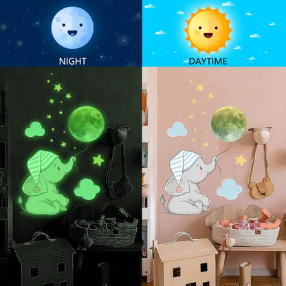 Cartoon Bunny Balloon Luminous Wall Stickers
