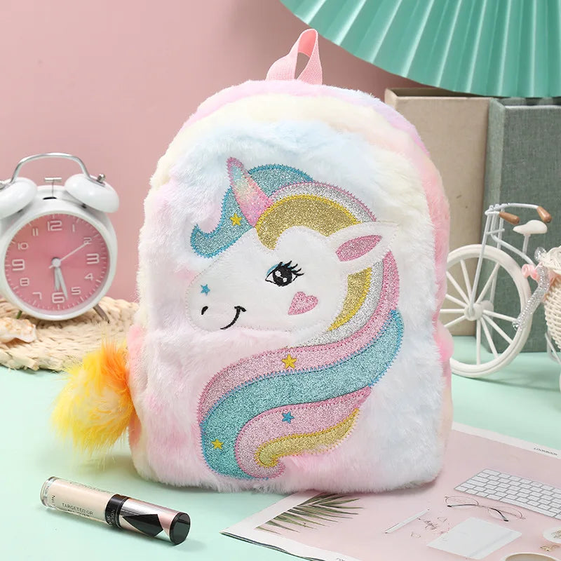 Cartoon School Book Bag Cute 3D Fur Backpacks