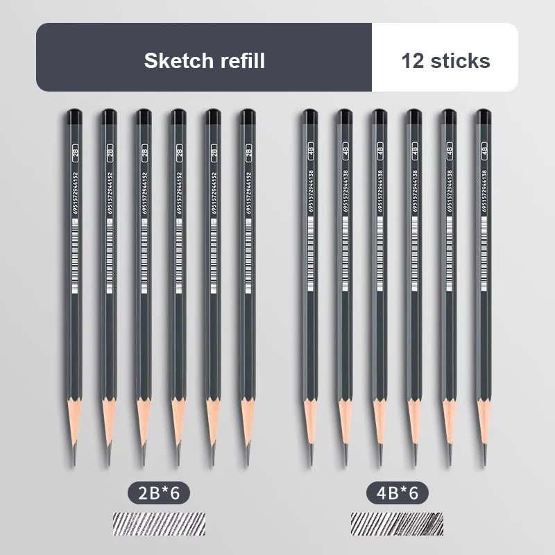 2H HB B 2B 3B 4B 5B 6B 7B 8B 12B 14B Sketch Drawing Graphite Charcoal Pencils Set