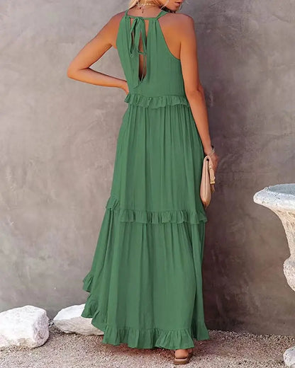 Ruffles Long Elegant Sleeveless Sundress Maxi Dress