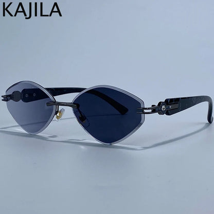 Small Frame Hexagon Rimless Sunglasses
