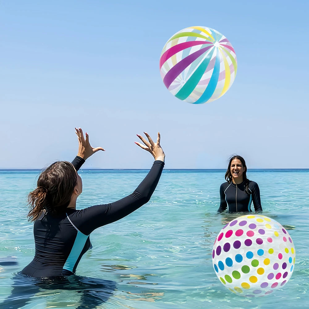 1pc Transparent Colorful Stripe Inflatable Beach Balls Toys