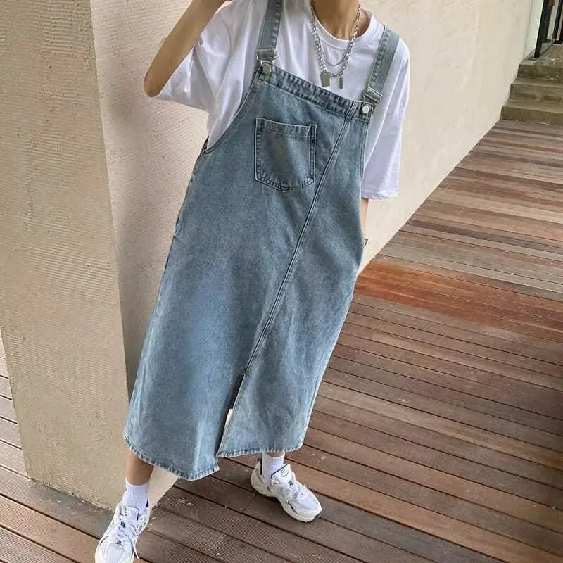 Denim Overall Sleeveless Jeans Dress