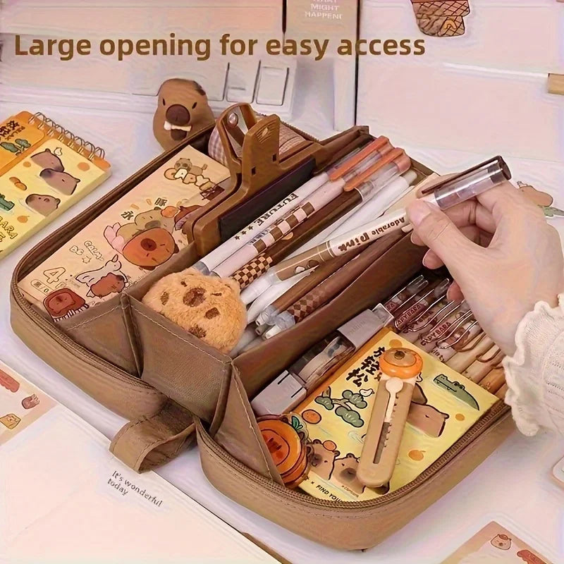 27pcs Large Capacity Volcano Flip Pencil Case Set
