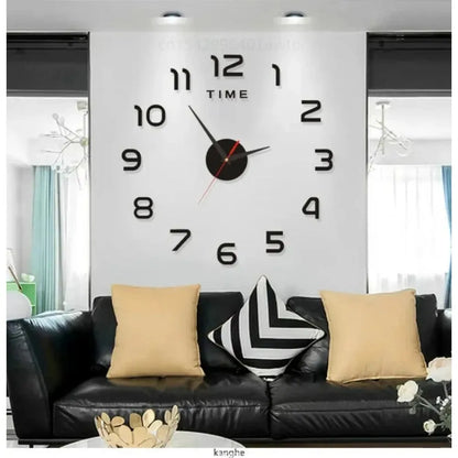 Large Wall Clock 3D DIY Quartz Acrylic Mirror Stickers Clocks