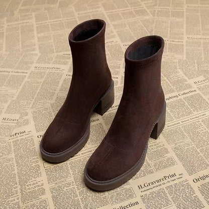 Ankle High Heels Suede Chunky Luxury Winter Boots
