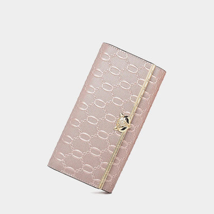 Split Leather Long Wallet Clutch Bag