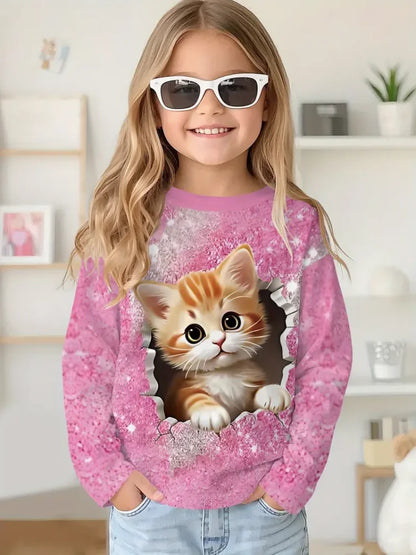 Cartoon Animal Capybala O-Neck Tops Long Sleeve Hoodies