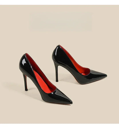 Black Red Sole High Heels Sexy Leather Shoes